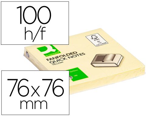 Bloco de notas adesivas q-connect amarelo 76 x 76 mm zig-zag , Q-connect , 34207 , 5705831021617